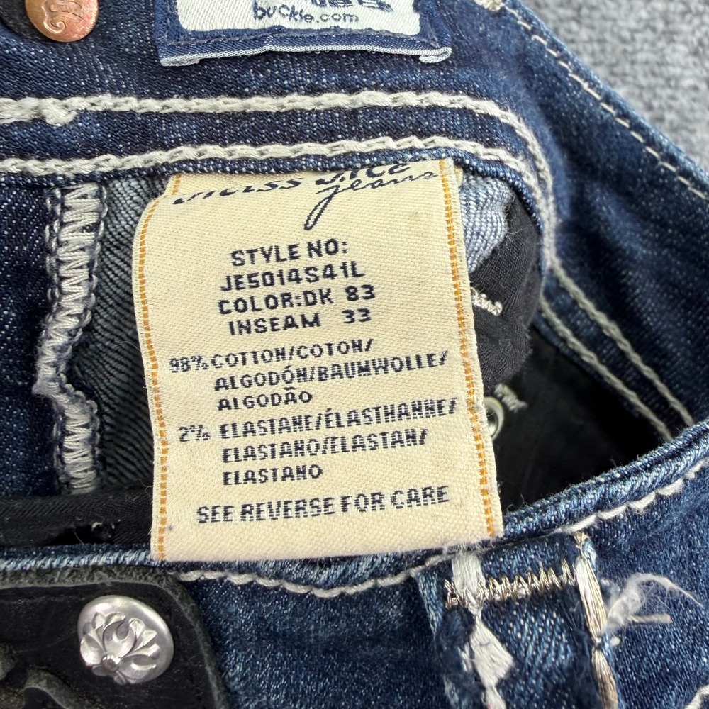 Miss Me Jeans Womens 27 (Fits 30x31) Dark Wash Skinny Buckle Flap Pocket Denim - Picture 7 of 16